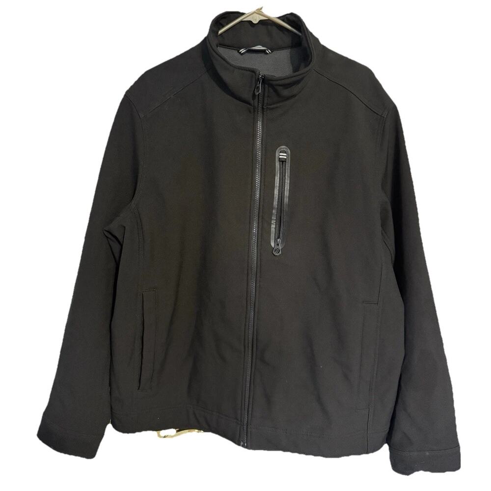 Nautica‎ Softshell Jacket Mens XL Black Full Zip Water Wind Resistant
